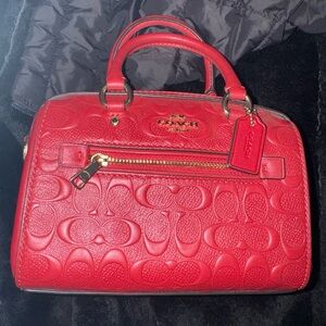 Coach Signature Red Leather Satchel